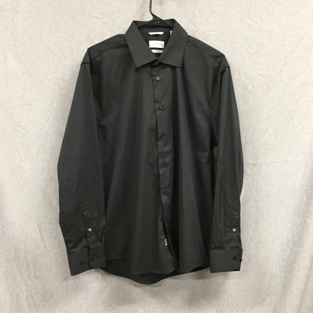 Lucky Brand Mens Slim Fit Stretch Long Sleeve Button Down Shirt Black 16/16.5 L